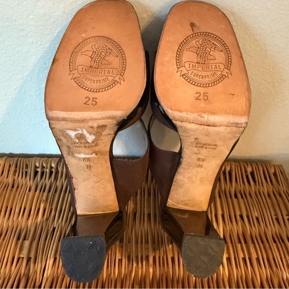 Yves Saint Laurent Heels Size 8.5 Brown Platform Slides Sandals PROJECT FLAWS - Picture 8 of 8